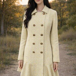 New Cabi Yellow Double-Breasted Jacket Hobnob Topper Size Small